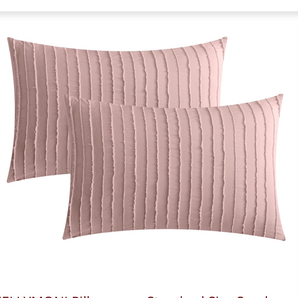 Smokey Pink Striped Pillowcases Polyester Standard Size 20x26” (2-pack)